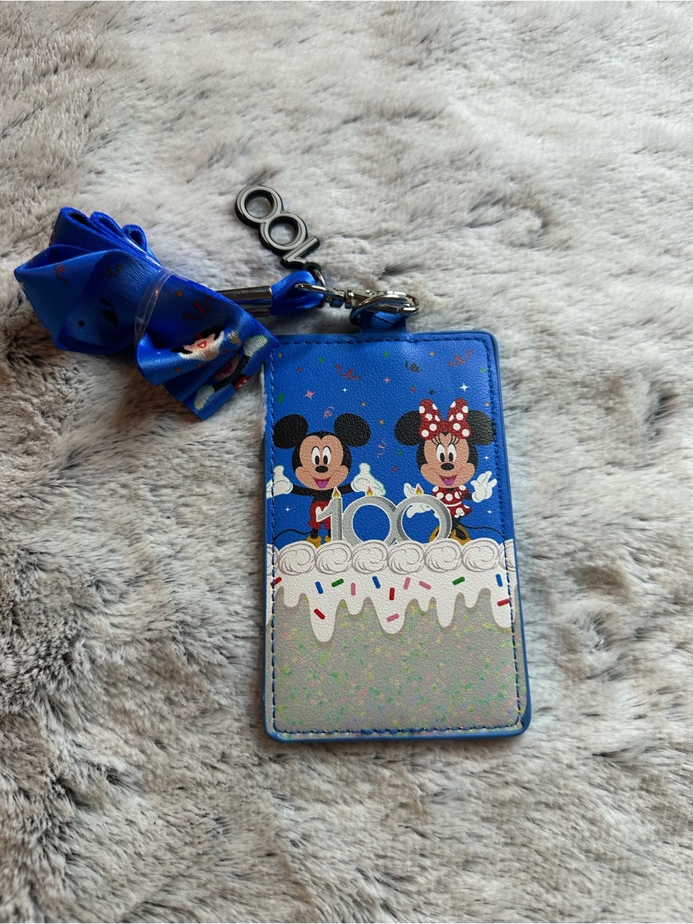 Disney Royal Blue Cardholder Lanyard with Bow Accent